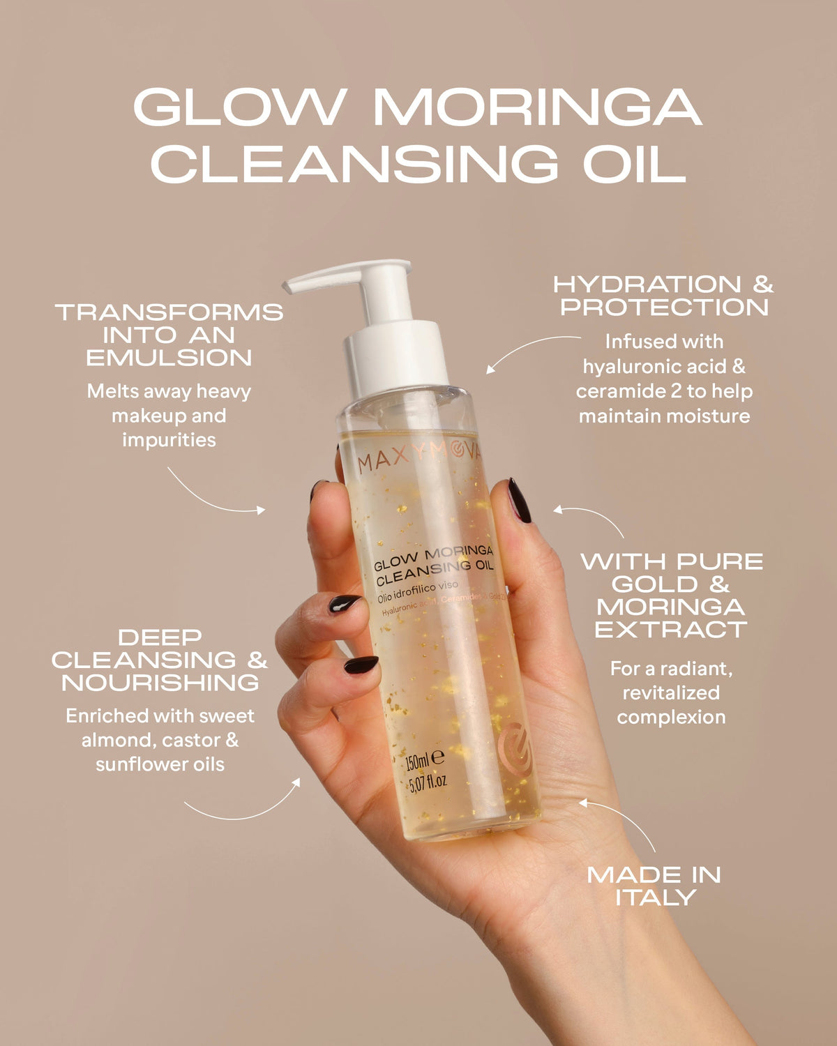 SET 10 GLOW MORINGA CLEASING OIL MAXYMOVA – LUXURY HYDROFILIC CLEASING OIL SET EXCLUSIVO PARA SALON