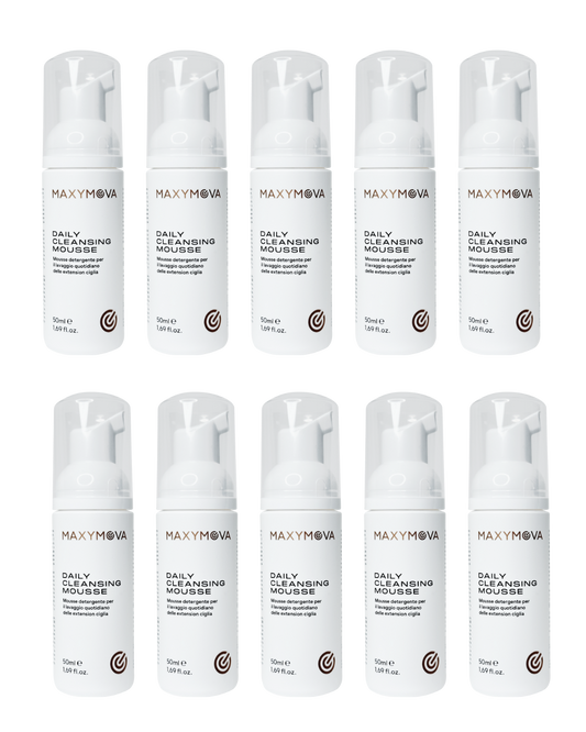 SET 10 CLEANSING MOUSSE 50 ML PESTAÑAS Y ROSTRO CON EXTRACTO DE FLOR DE MANZANILLA Y AGUA DE HOJA DE HAMMAMELIS