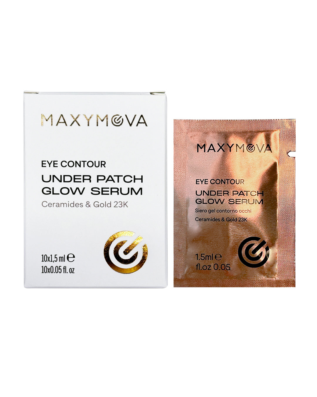 Set 10 -Under Patch Glow Serum in sachets 1,5 ml, eye contour care with 23K MAXYMOVA