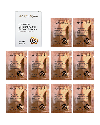 Set 10 -Under Patch Glow Serum in sachets 1,5 ml, eye contour care with 23K MAXYMOVA