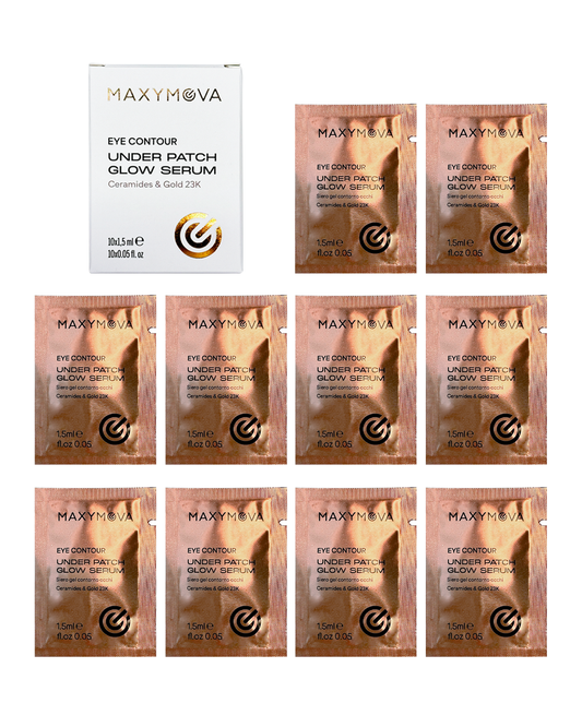 Set 10 -Under Patch Glow Serum in sachets 1,5 ml, eye contour care with 23K MAXYMOVA
