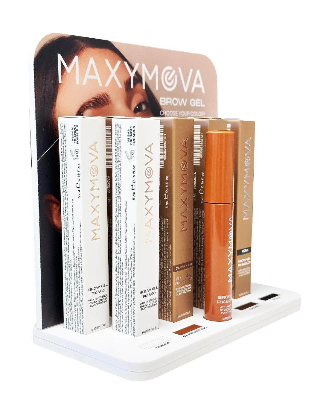 SOPORTE DE EXHIBICION DE GEL PARA CEJAS MAXYMOVA - ORGANIZADOR DE SALON DE PRUEBA DE 9 RANURAS MAS