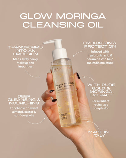 SET 10 GLOW MORINGA CLEASING OIL MAXYMOVA – LUXURY HYDROFILIC CLEASING OIL SET EXCLUSIVO PARA SALON