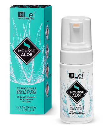InLei® MOUSSE ALOE – Mousse limpiadora suave para pestañas y rostro, 100 ml