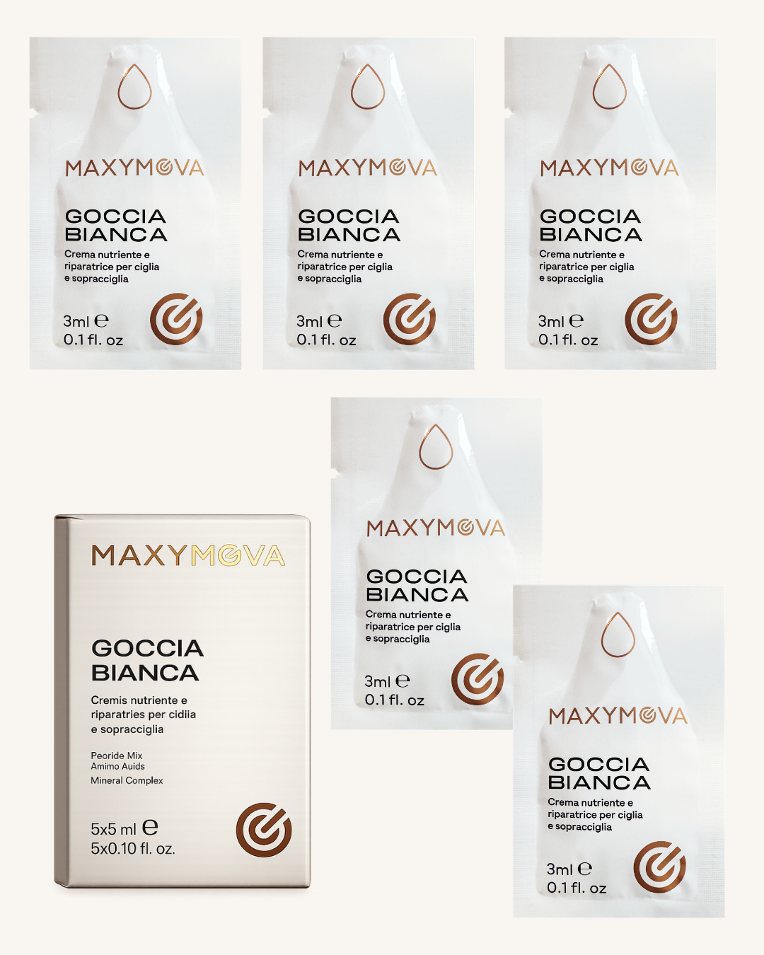 GOCCIA BIANCA 3ML BUSTINA -CREMA NUTRITIVA Y REPARADORA PARA LAMINACIÓN DE PESTAÑAS Y CEJAS