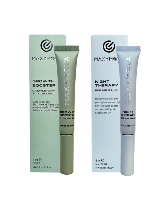 SET 2 SERUMS - ESTIMULADOR DEL CRECIMIENTO DE PESTAÑAS Y CEJAS – CAPIXYL™ GEL 5% + BÁLSAMO REPARADOR DE NOCHE PARA PESTAÑAS Y CEJAS MÁS FUERTES Y VOLUMEN