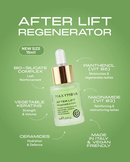 After lift 15 ml SÉRUM REGENERADOR - FÓRMULA VEGANA PARA PESTAÑAS Y CEJAS CON BIOSILICATOS DE BAMBÚ