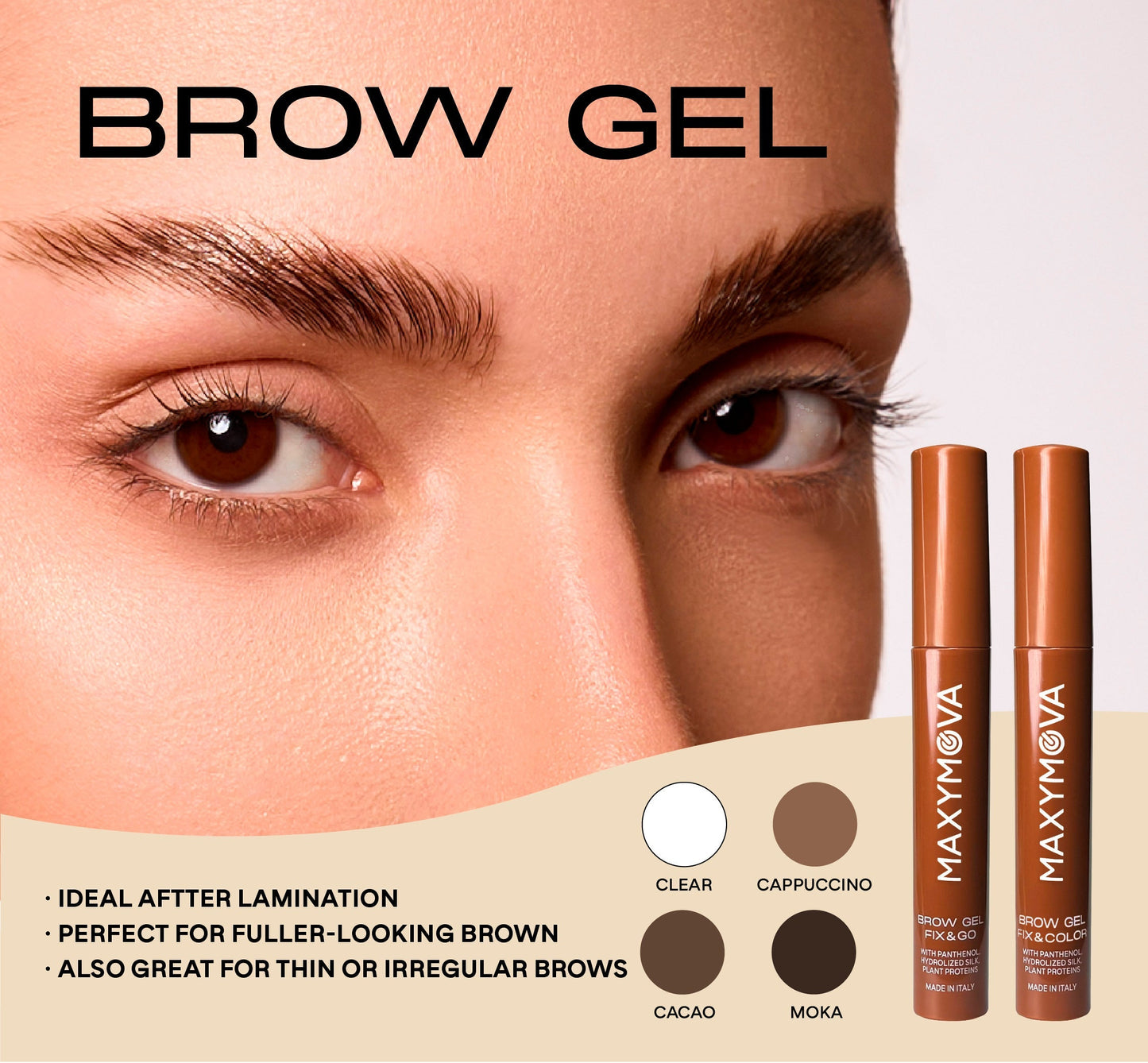 SET 10 BROW GEL FIX&COLOR TINTED GEL DESPUÉS DE LA LAMINACIÓN DE CEJAS. PROMOCIÓN DE SALÓN MAXYMOVA