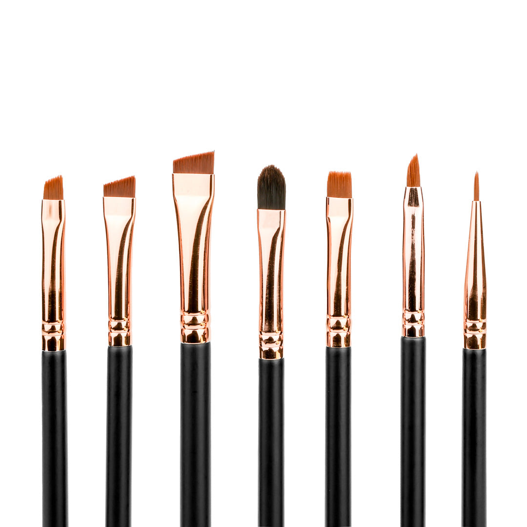 KIT VIP CON BASE METÁLICA DE 7 PINCELES PROFESIONALES PARA CEJAS Y PESTAÑAS