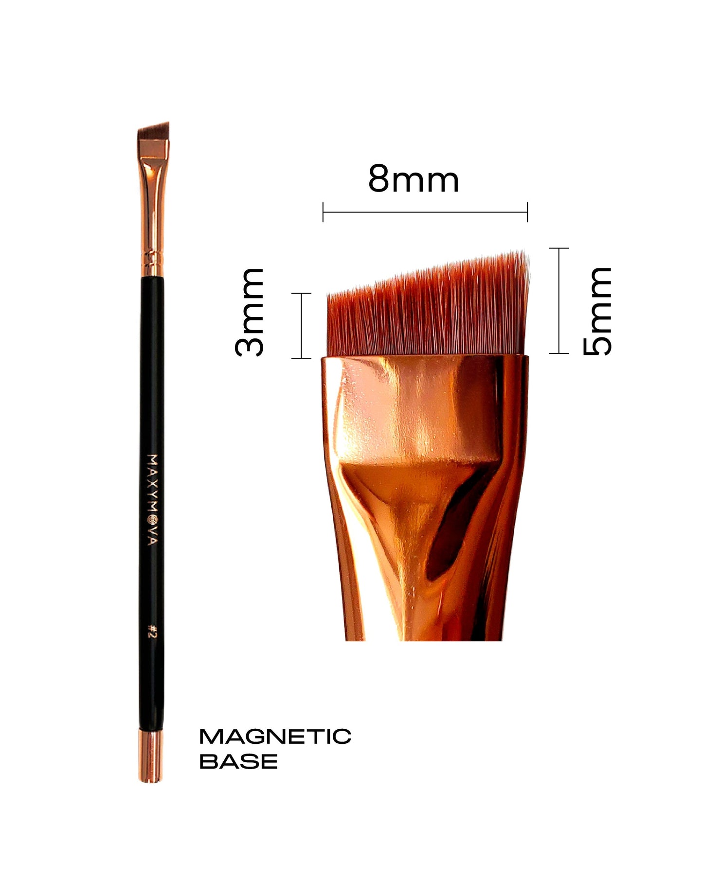 PINCEL MAGNÉTICO PROFESIONAL N.° 2 (ANGULADO) PARA APLICAR TINTE DE CEJAS Y HENNA