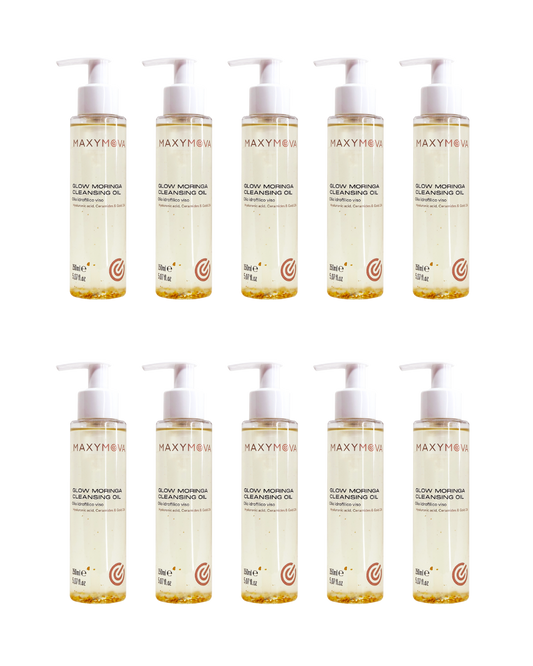 SET 10 GLOW MORINGA CLEASING OIL MAXYMOVA – LUXURY HYDROFILIC CLEASING OIL SET EXCLUSIVO PARA SALON
