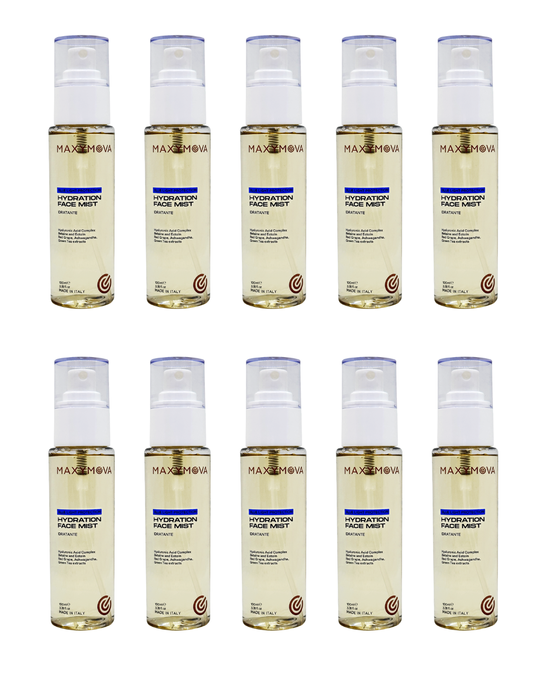 HYDRATION FACE MIST– PAQUETE DE VENTA AL POR MENOR DE SALON (10 PIEZAS) – TONICO EN AEROSOL, HIDRATANTE, ANTIOXIDANTE Y APTO PARA MAQUILLAJE