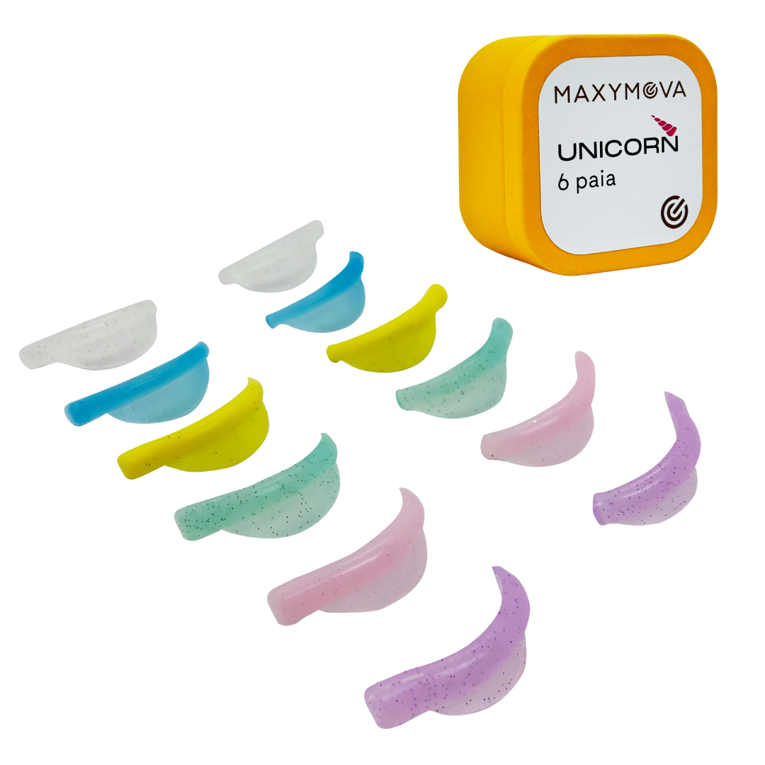 MOLDES DE SILICONA CON PURPURINA DE UNICORNIO TIPO RIZO, ULTRA SUAVES Y COLORIDOS, 6 PARES
