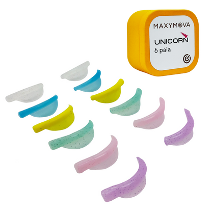 MOLDES DE SILICONA CON PURPURINA DE UNICORNIO TIPO RIZO, ULTRA SUAVES Y COLORIDOS, 6 PARES