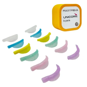Unicorn Glitter Silicone Shields CURL type- Ultra-Soft and Colorful 6 pairs